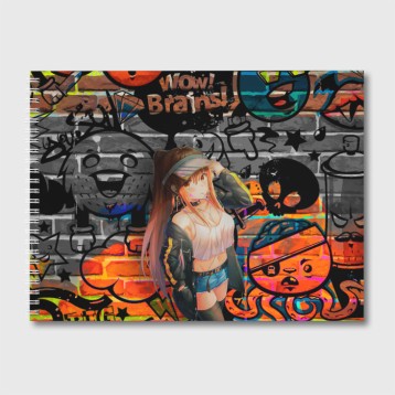 Купить Альбом для рисования «Anime Girl with Graffiti» в Аниме магазине Акки