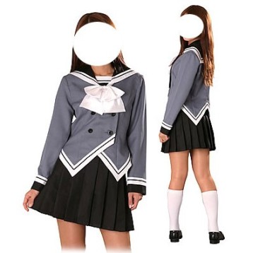 Купить Косплей костюм Школьная японская форма серая с белым бантом (в наличии)  в Аниме магазине Акки