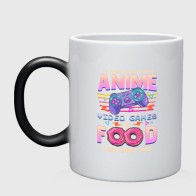Кружка хамелеон «Anime Video Games Or Food»