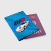 Купить Обложка для паспорта матовая кожа «Initial D машина на голубом фоне» в Аниме магазине Акки